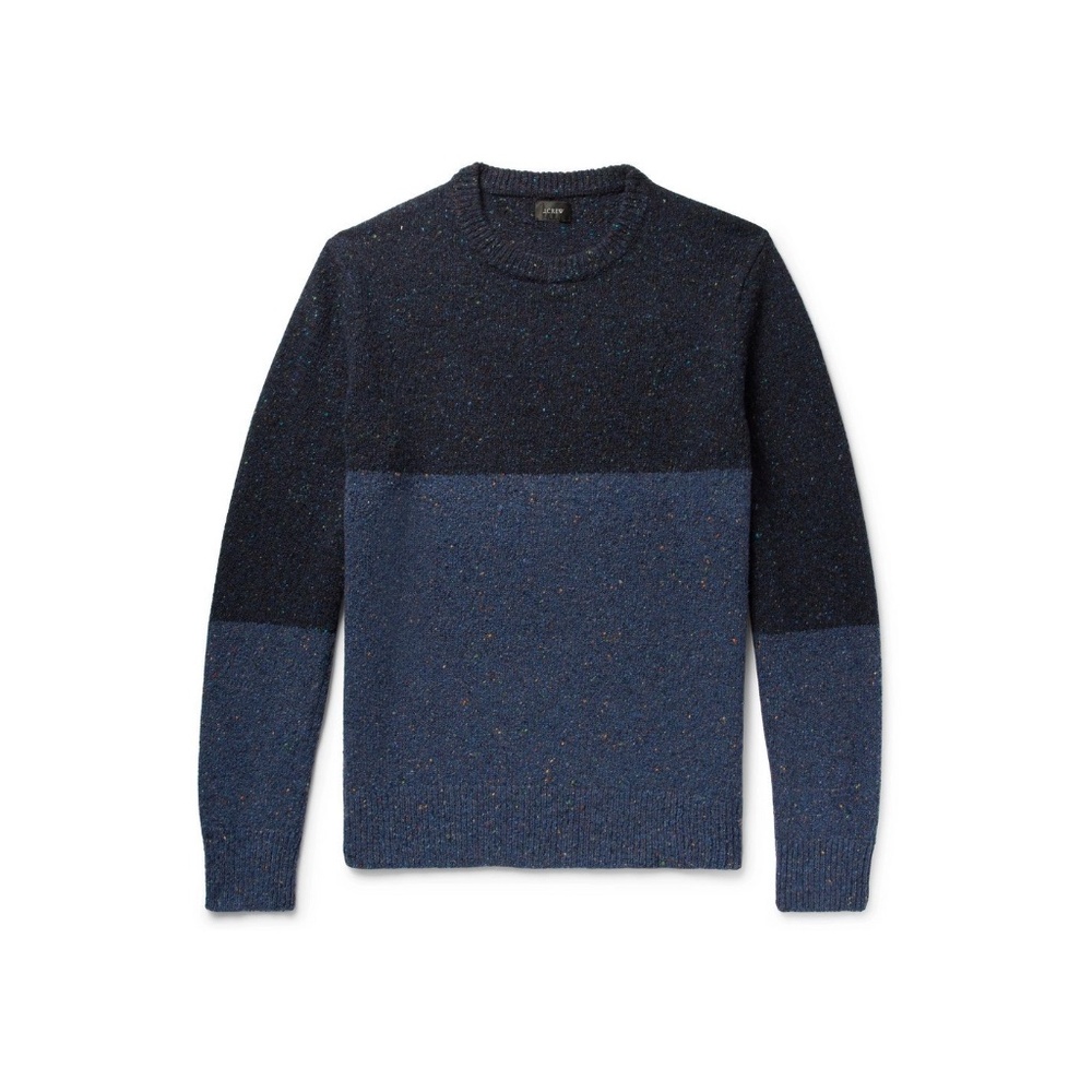 NWOT J.Crew Color-Block Mélange Donegal Wool-Blend Sweater